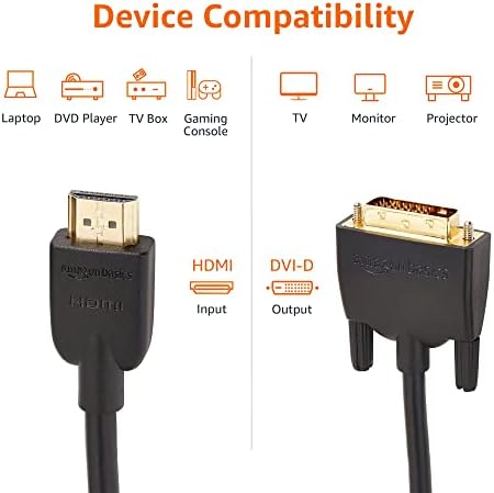 Кабел-адаптер Basics HDMI-DVI, Двупосочен 1080p, Златен, Черен, 3 метра, 1 опаковка
