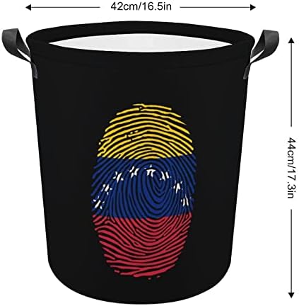 Знаме на Венецуела С пръстов Отпечатък Сгъваема Кошница За Дрехи Водоустойчив Кошница За Съхранение на Отпадъци с дръжка от
