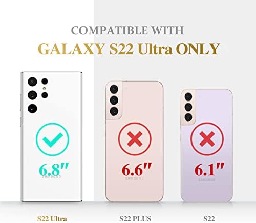 Комплект GVIEWIN Marble - Съвместим с Samsung Galaxy S22 Ultra Case + Мрамор каишка за мобилен телефон (бордо)