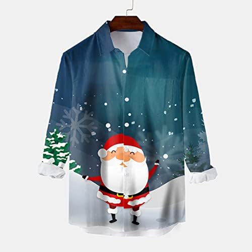 ZDDO Весела Коледа Мъжки Ризи с Копчета и Дълъг Ръкав, Коледна Риза за Боулинг С Принтом Дядо Коледа, Вечерни Дизайнерски