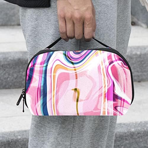 Водоустойчиви козметични чанти, Розови Вектор козметични чанти с Абстрактна Мраморна Текстура За Пътуване, Многофункционални Преносими, козметични чанти за Грим,