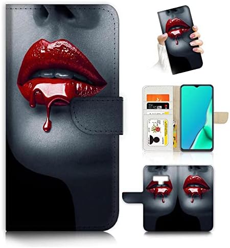 за Samsung Note 9, за Samsung Galaxy Note 9, Дизайнерски Калъф-портфейл с панти капак За телефон, A24777 Кръв-Червени Устни Вампир 24777