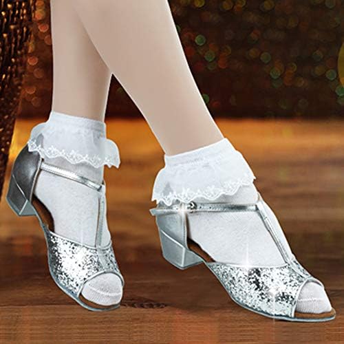 Сатенени Обувки за танци балната зала HROYL гърлс за латино танци, Обувки за изказвания в стил Салса за най-Малките/Големите