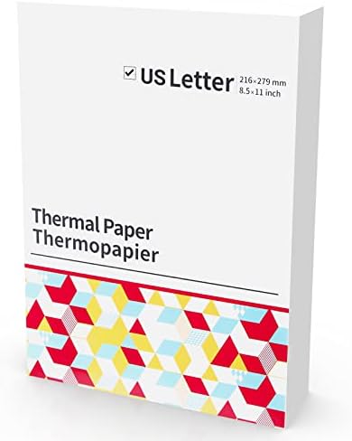 Хартия за термопринтера Odaro размер 8.5 x 11 за писма, САЩ, Многофункционална Офис в Бялата книга за папки - 100 листа, съвместима с M08F, MT800, MT800Q и други преносими пощенски п?