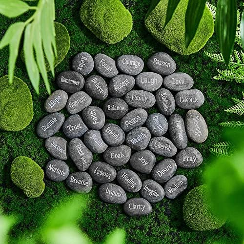 40 Парчета Выгравированных Вдъхновяващи камъни с различни думи, Окуражаващи Камъни, Мотивационни подаръци, Градински камъни