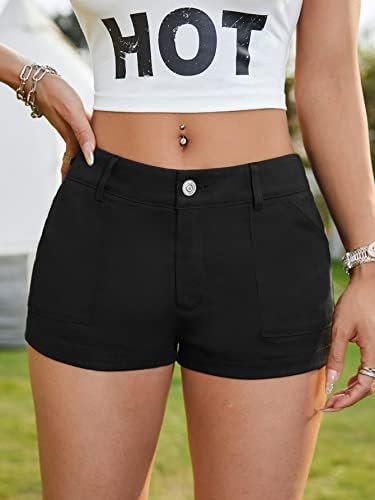 Дамски къси панталони Обикновена Шорти с наклонени джобове Шорти (Цвят: черен Размер: Средно)