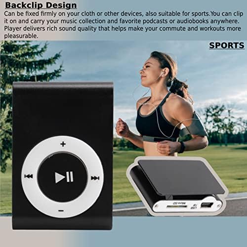 Мини MP3 плейър, Преносим музикален плеър с клипс, Цифров музикален мултимедиен плейър MiniMP3 BackClip Плейър със слушалки