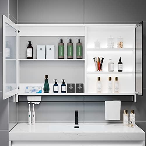 Огледален Led Шкафче за лекарства в Банята Огледален Шкаф за Баня с Осветление и Дефоггером, за Кухнята, Хола и Пране