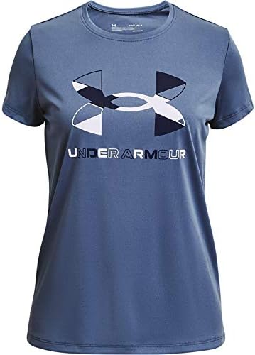 Тениска с къс ръкав с голям Графичен логото на Under Armour за момичета