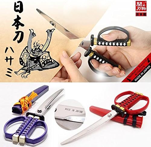 Ножици Nikken в стил Японски Самурайского Меч Катана | в комплект Калъф и Поставка | Произведено в Япония (Черен)