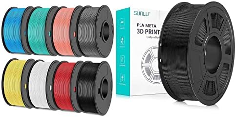 SUNLU 250 г PLA Meta Направления 1,75 мм В комплект 3D Принтер Направления В комплект Многоцветен, с много течност, бърз печат за 3D принтер, макара 0,25 кг, 8 ролки, Черен + Бял + сив