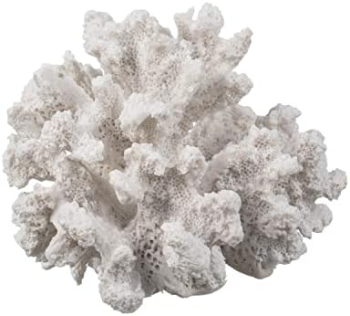 Декоративен морски корал - Бяла Среден корал - 3.5 инча T x 4,5 инча W x 4 D - Декор на изкуствен коралов риф - Декор от