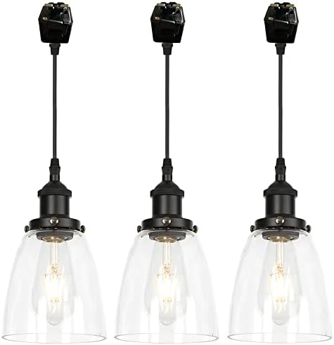 SKIVTGLAMP J-Type Track Light Cone Лампа от Прозрачно Стъкло с черна розетка E26 Индустриална Фабрика 4-Крак Окачен Лампа Ресторант С регулируема яркост на Планина за пистата Висящ?