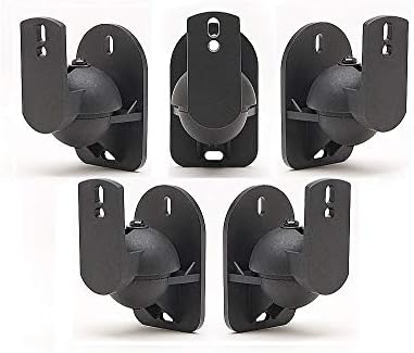 techsol 5 Комплекта Черни скоби за монтиране на стена говорители за Bose, Sony, Panasonic, Samsung и други
