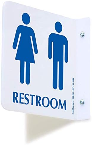 Регистрирай SmartSign с размери 6 х 9 см за тоалетна Унисекс с Пиктограми за мъже /Жени / инвалиди в инвалидна количка, Метал,