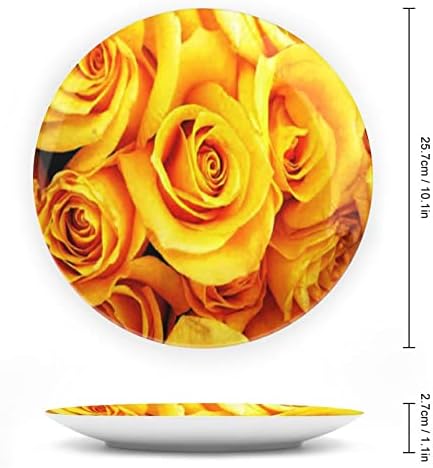 Жълта Роза Реколта Декоративна Чиния от Костен Порцелан със Стойка за Дисплея на Хубава Чиния Подарък За Дома
