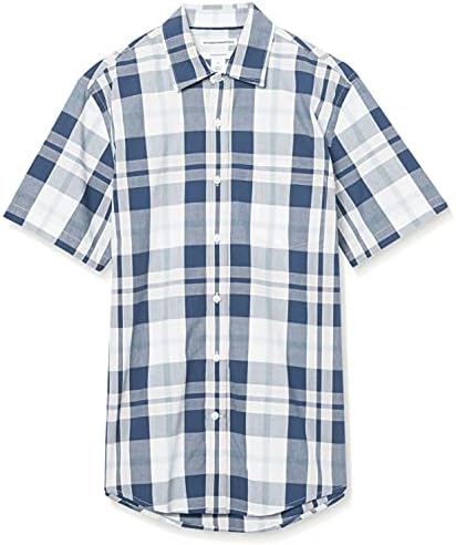 Мъжки облегающая риза от поплин Essentials с къс ръкав