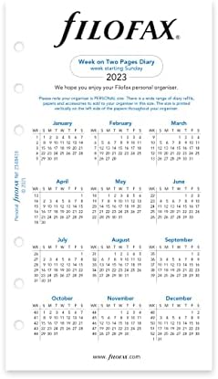 Filofax 68419 Попълване на 2023 година Лична седмица На Две страници Дневник Началото на неделя, Бяла (68419-OS-2018)