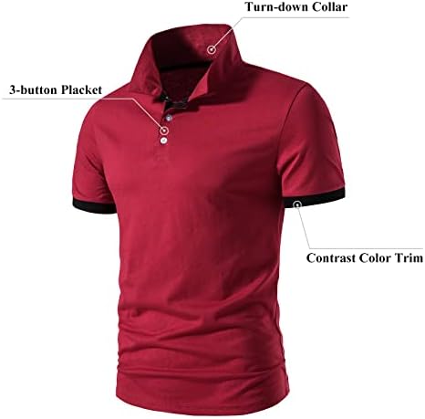 Мъжки ризи Поло с къс ръкав A WATERWANG, Дебнещ Памучни ризи Топка за голф Базов дизайн