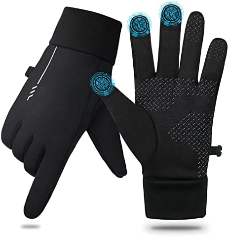 Зимни ръкавици MixcMax за мъже и жени - Топли ръкавици за бягане с руното облицовка за студено време, Ветроупорен ръкавици със сензорен екран, лесни Топли Ръкавици за к?