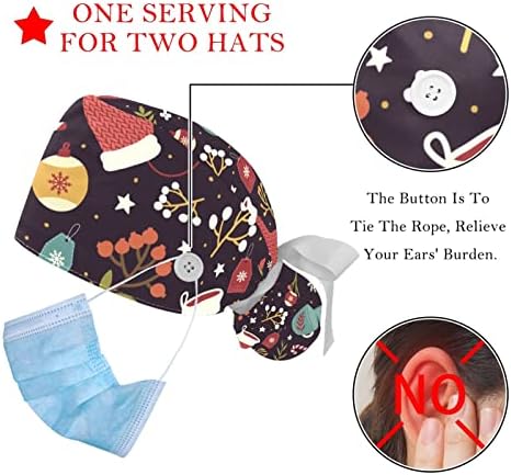 2 Опаковане на Работни шапки за еднократна употреба с превръзка на Пот за жени, Прекрасни Коледни Натруфен Барети-Ексфолианти