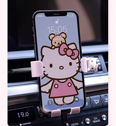 За Определяне на Kawaii Кити Pink Air Vent, Държач за мобилен телефон, Hands Free за автомобили, Автомобилни Аксесоари, Сладко Kitty, Зажимная стойка, Съвместима с всички смартфони i