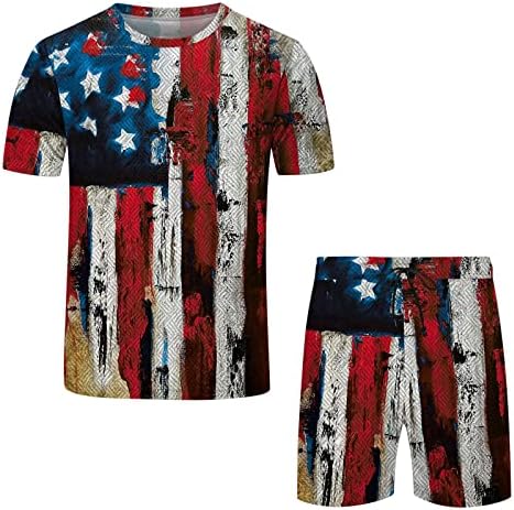 Летни ризи за мъже, Мъжки Ежедневни Спортен Летен Комплект с Флага на Деня на Независимостта, Комплект с къс Ръкав, 2 броя, Летен Тънък