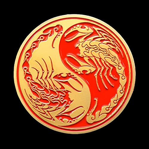 Ин и Ян са Два Противоположни Принципа в Природата Сувенир Подарък Скорпион Позлатена Монета Тай-чи ще Ви Донесе Късмет