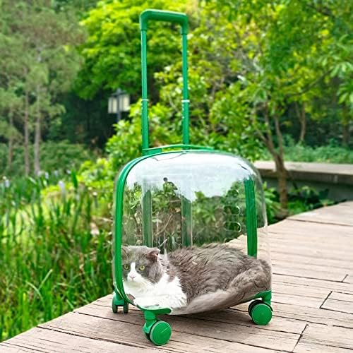 SCDZS Чанта за количка за домашни любимци, Пътна Чанта за транспортиране, Прозрачна чанта с широк Преглед, Преносима за разходки (Цвят: зелен)
