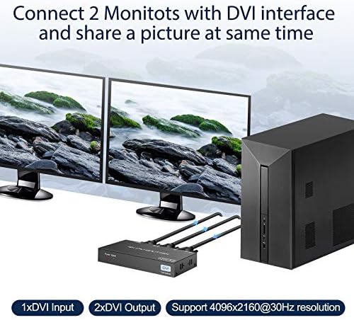 Сплитер DVI 1 вход 2 изход 2 Порта DVI, Восъчни разпределение два монитора, един видео Сплитер (управление на EDID) Подкрепа