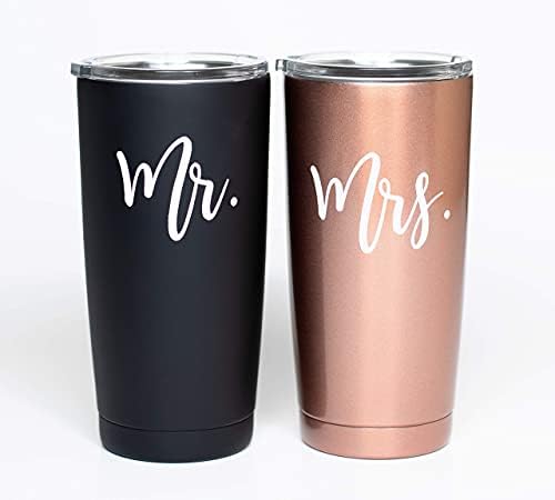 Комплект чаши за вино The Navy Knot Mr and Mrs - Изолирани чаши за вино от неръждаема стомана, с капак - Чаша за вино, без