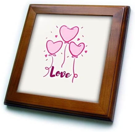 Триизмерно изображение на сърце от балон с текст Любов в рамка от плочки (ft-375196-1)