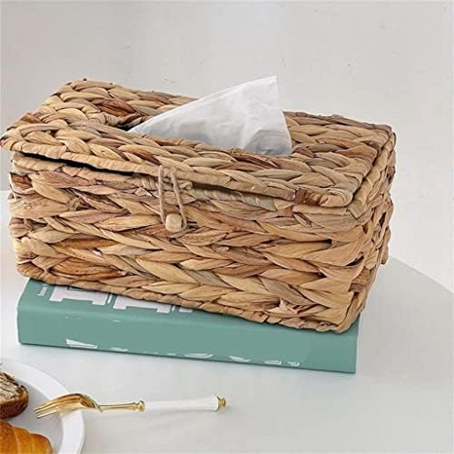Кутия за салфетки, тъкани от воден хиацинт, с капак, тъкани от ратан, Кутия за санитарна хартия, кутия за съхранение