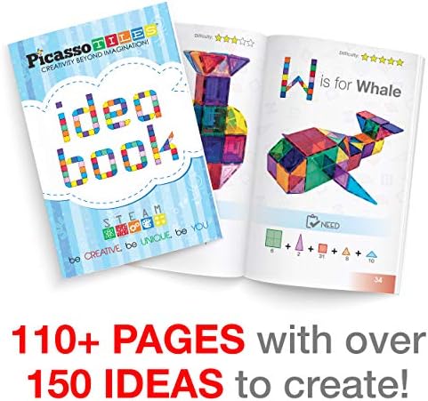 Магнитна състезателна писта PicassoTiles Marble Run + Книга идеи с повече от 150 идеи, 200 бр. Магнитни проекти За развитие на