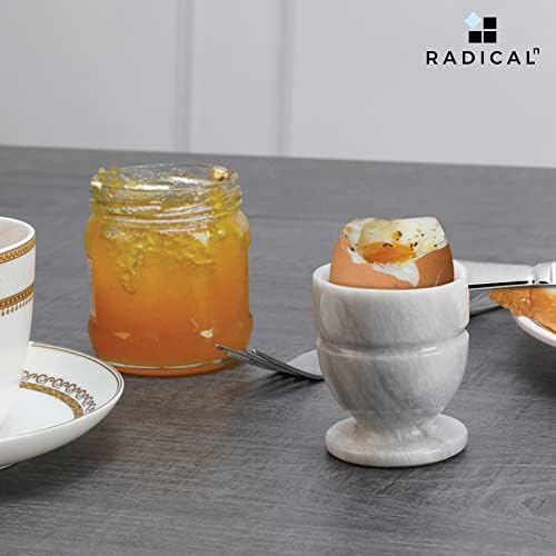 Чаша за яйца RADICALn, Бял Комплект от 2 кухненски аксесоари, Мрамор Титуляр за яйца Ръчно изработени, за Малка маса за
