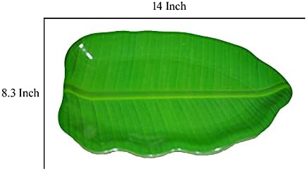 Изискан 14-инчов Бананов лист във формата На южна индия Вечеря, Сервировочный Меламиновый Тава във Всички случаи на живота си - 3 бр.