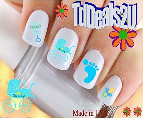 Етикети за дизайн на ноктите, етикети за да прехвърлите нокти с водна пързалка, общи стикери за нокти - Синя дрънкалка