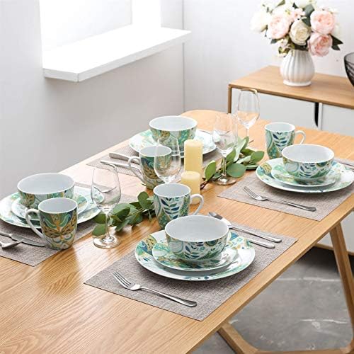 LKYBOA Комплект за сервиране на масата от Порцелан керамика от 32 теми с Табела за Вечеря, Малка купа, Купа за