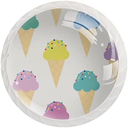 12 бр. бяла кръгла дръжка чекмедже с цветно изображение, под формата на оръжие на сладолед