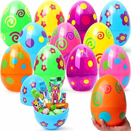 JOYIN 12 Парчета Гигантски Великденски яйца, Гигантски Великденски яйца с принтом 6 Инча, Наполняемые за лов на великденски