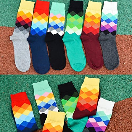 Мъжки Забавни Разноцветни Чорапи под Рокля - HSELL Новост, Памучни Чорапи в Ивица от Аргайла за Мъже Gfits