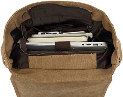 Ретро Платно раница HuaChen, Мъжки Пътен раница за лаптоп, Туристическа чанта за книги (M83_Green)