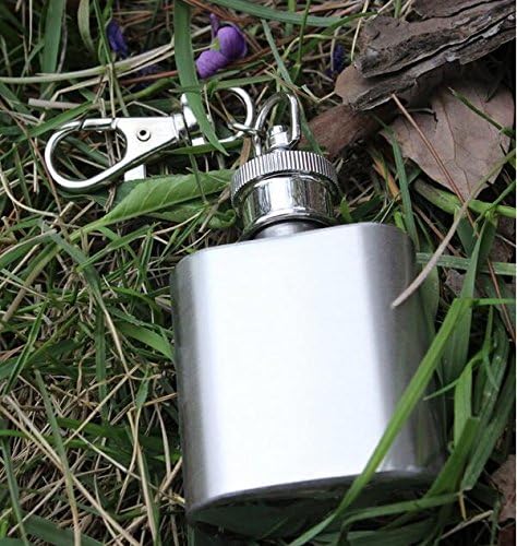 FixtureDisplays® Portable 1 унция мини-фляжка от неръждаема стомана за алкохол с брелком 107-NPF-SL