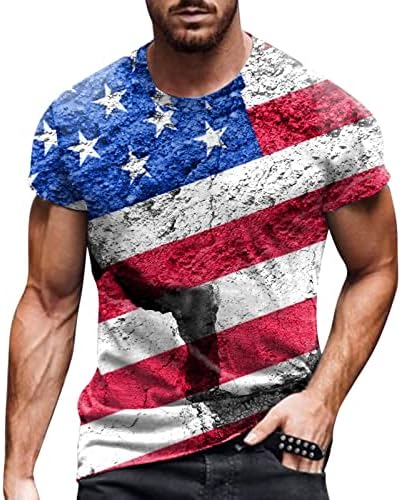 ZDFER Мъжки Мускулна Спортна Тениска с Американския Флаг, Патриотични Фланелки С Къс ръкав, Основни Ежедневни Блузи За Фитнес