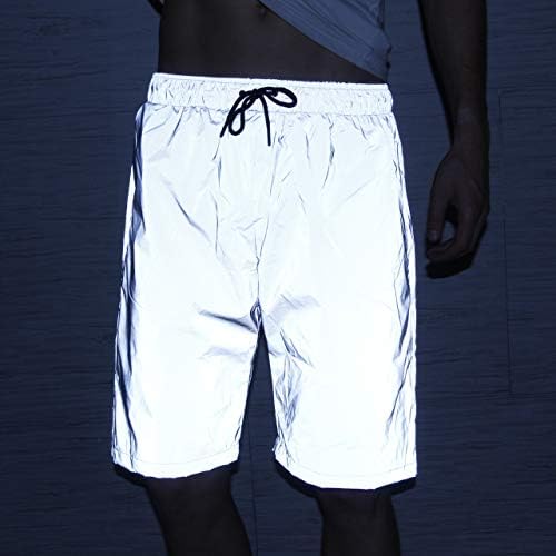 LZLRUN Светлоотразителни Шорти Панталони Мъжки Флуоресцентни Ежедневни Панталони Нощни Пътеки за Джогинг