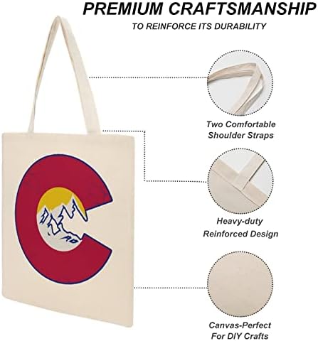 Холщовая Чанта-Тоут с Флага на планините на Колорадо, за Многократна употреба Эстетичные Хранителни стоки Торби за