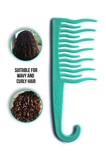 Гребен за разнищване на косата XO Curls за душ - гребен с широки зъбци и плетене на една кука за удобно окачване на