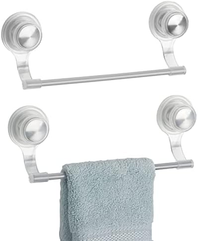 mDesign Трайно Всасывающее Монтиране на стена От Пластмаса/Метал, Кърпа за миене на ръце, Лира за Баня, душ кабини, вани