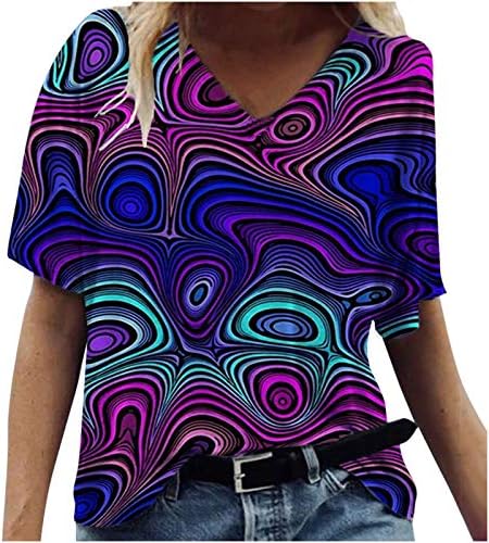 Плюс Размер, Риза с Къс ръкав за Жени, Летни Тениски с 3D Цветен Принтом, Модерен Свободен Оборудвана Пуловер, Потник