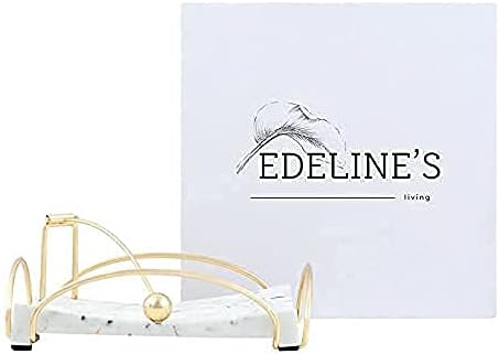 Държач за кърпички Edeline с Изящно извита дръжка от златен месинг, 7,28 x7,28x3, 35, за кухненски плотове, плотове или спални.